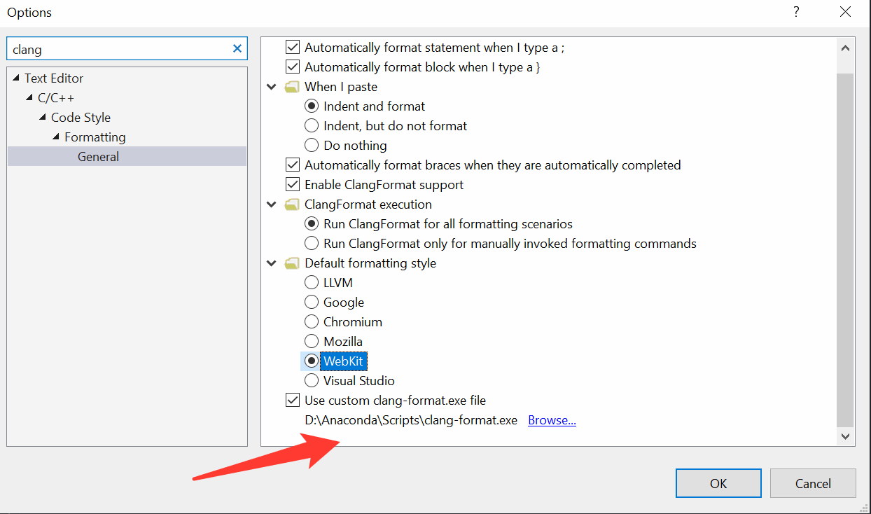 Visual Studio 設定 clang-format